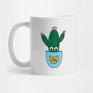 Cute Cactus Design #241: Potted Saguaro Cactus With Cute Flowers Mug